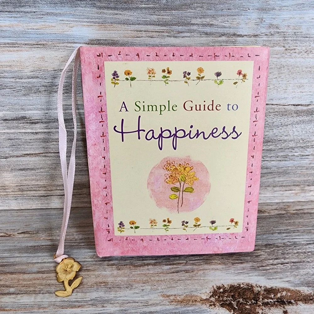 A Simple Guide to Happiness Hardcover Gift Book Pink Floral Gold Flower Charm